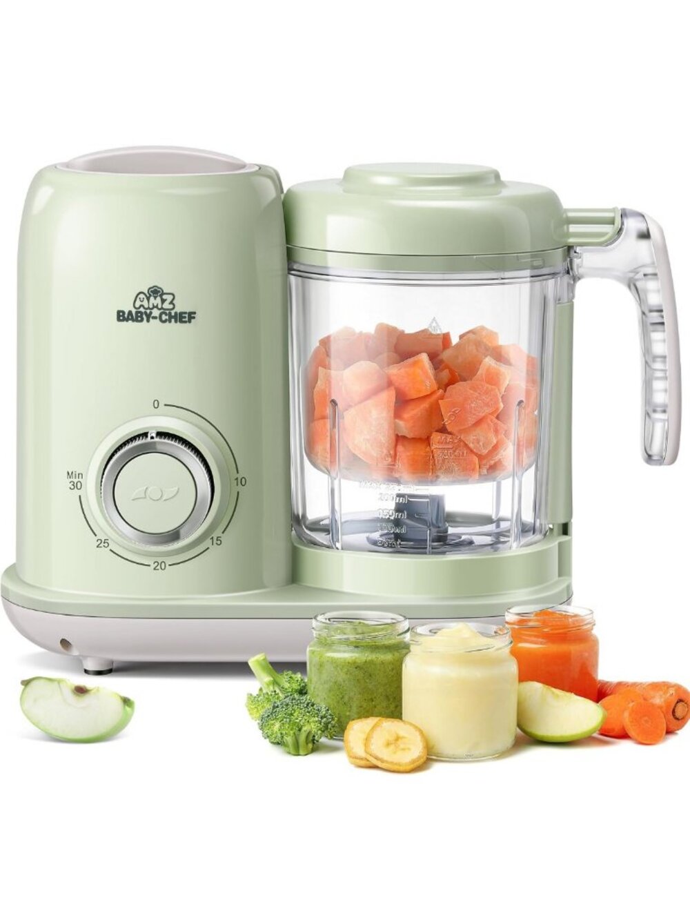 4-in-1 Baby Food Maker & Steamer, Puree Blender, Dishwasher Safe, Green